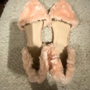 Top shop faux fur pink flats 6.5